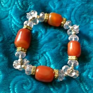 Pink & Brown Beaded Bracelet